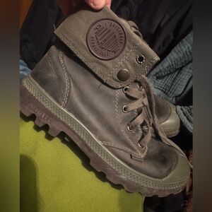 Palladium Leather Gray and Plum Boots